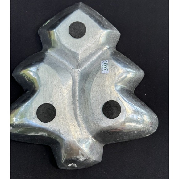 8" x 11" Polished Pewter Christmas Tree Compartment Serving Dish India IHI -S53 - Picture 6 of 8